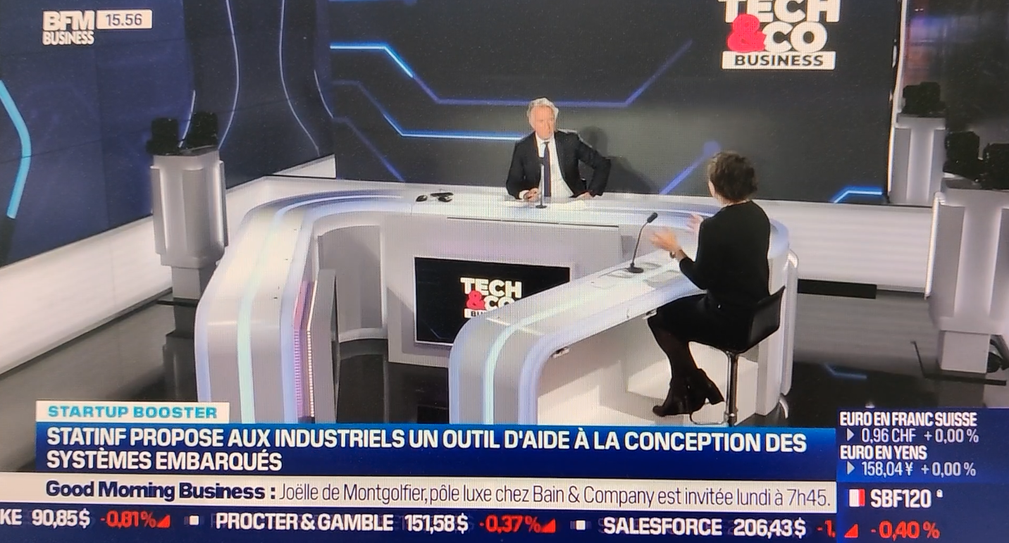 Adriana Gogonel, on the set of BFM Business